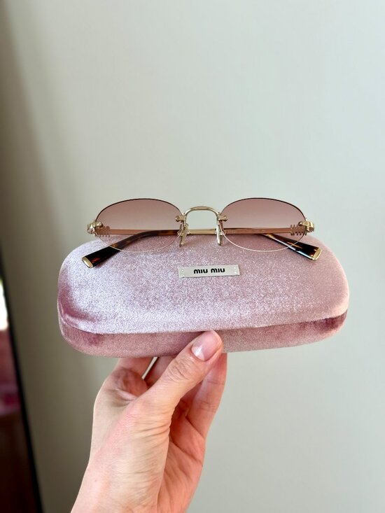 Miu Miu Women Sunglasses Gold Gradient Pink Oval MUA54S ZVN70O NEW AUTHENTIC main image 12